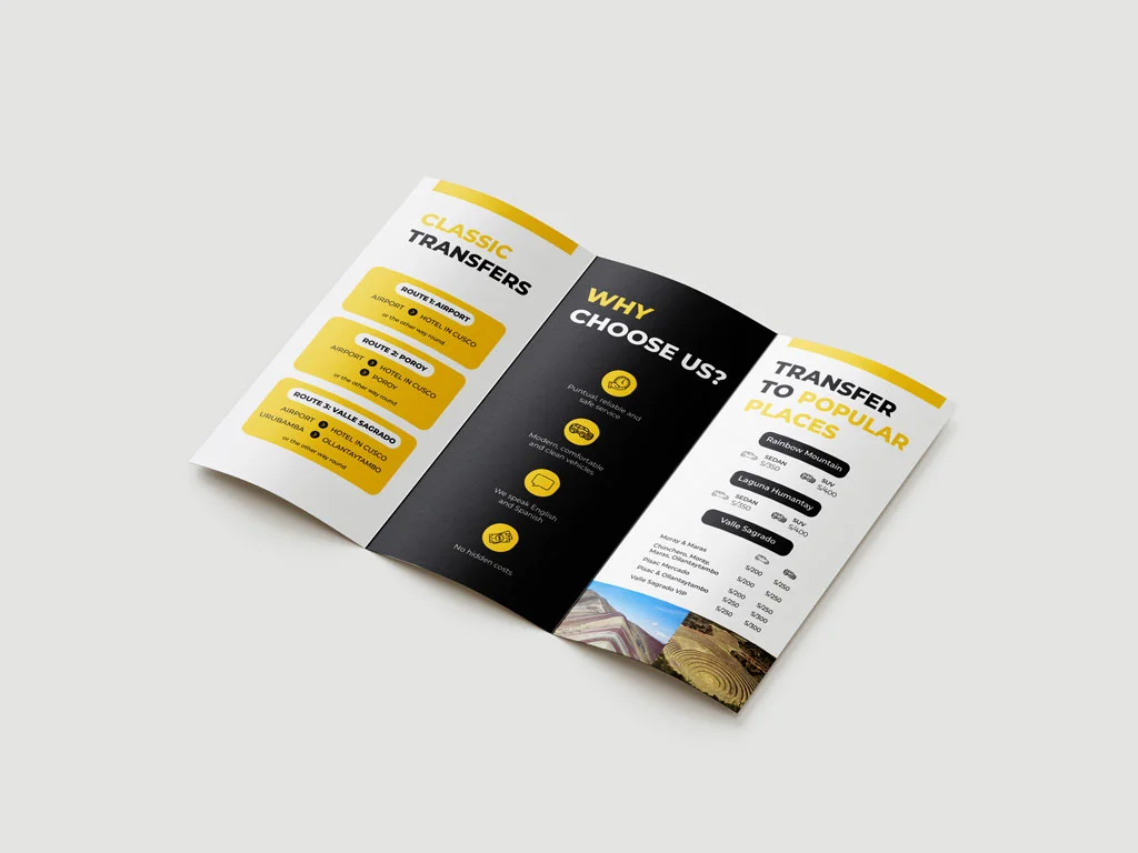 Professioneller dreiseitiger Flyer für ein Transportunternehmen