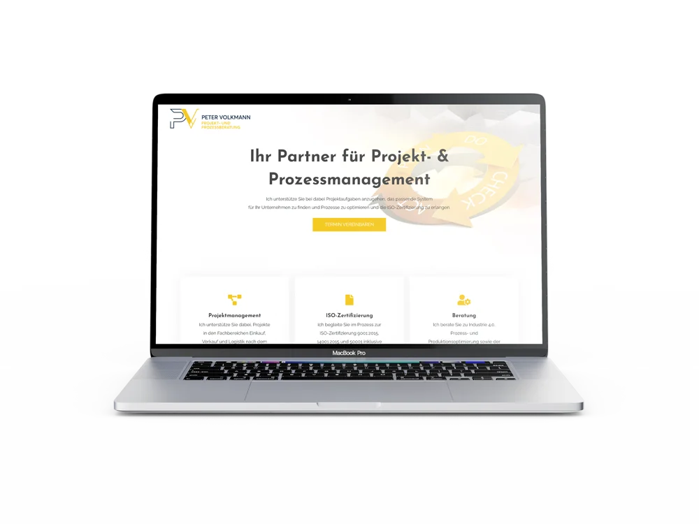 Desktop-Ansicht einer Website für einen Unternehmensberater